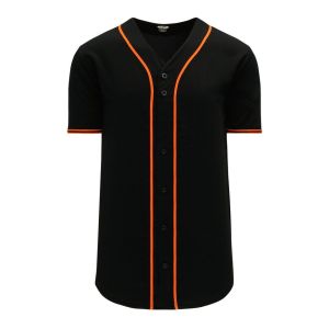 Athletic Knit BA5500-SF577 Full Button Baseball Jersey - Black/Orange - Primary