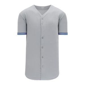 Athletic Knit BA5500-TOR572 Full Button Baseball Jersey - Grey/Royal/White - Primary