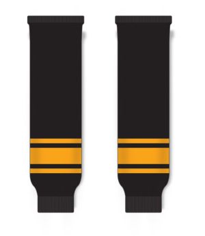 Athletic Knit HS630-212 Knitted Striped Hockey Socks - Black/Gold - Front