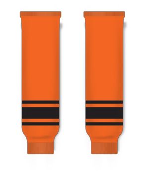 Athletic Knit HS630-263 Knitted Striped Hockey Socks - Orange/Black - Front