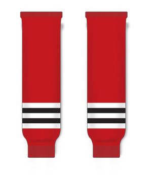 Athletic Knit HS630-304 Knitted Striped Hockey Socks - Chicago Red - Front