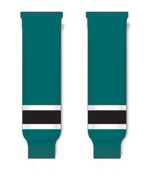 Athletic Knit HS630-457 Knitted Striped Hockey Socks - Pacific Teal/White/Black - Front