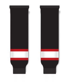 Athletic Knit HS630-536 Knitted Striped Hockey Socks - Ottawa Black With White Stripe - Front
