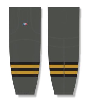 Athletic Knit HS2100-748 Lightweight Pro Hockey Socks - Graphite/Black/Knights Gold - Front
