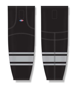 Athletic Knit HS2100-854 Lightweight Pro Hockey Socks - Black/Grey - Front