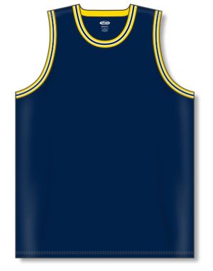 Athletic Knit B1710-273 Pro Basketball Jersey - Navy/Maize/White - Front