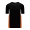 BA1763 One Button Baseball Jersey - Black/White/Orange - Front