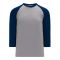 Athletic Knit BA1846-921 Baseball Long Sleeve Shirt - Heather Grey/Navy - Primary