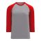 Athletic Knit BA1846-923 Baseball Long Sleeve Shirt - Heather Grey/Red - Primary