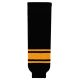 HS630 Knitted Striped Hockey Socks - Black/Gold - Front HS630 Knitted Striped Hockey Socks - Black/Gold - Front